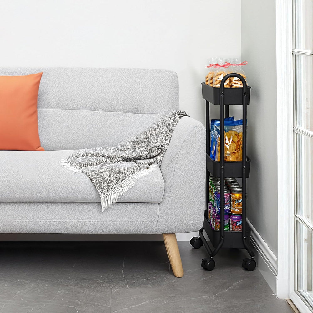 SunnyPoint Slim Rolling Storage Cart, 3 Tier Bathroom Storage Organizer Bathr...