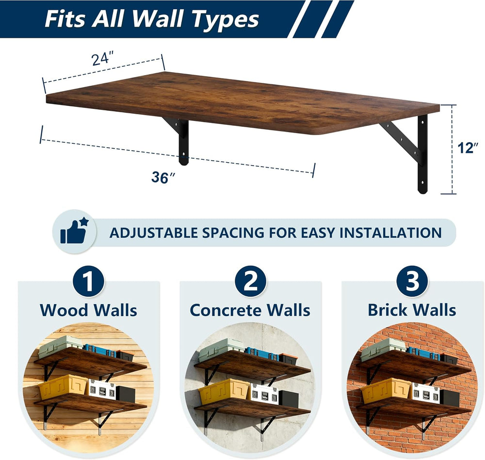Dogsky 2-Pack Large Wall Mounted Shelf 3x2Ft (36x24In) - 600lbs Capacity