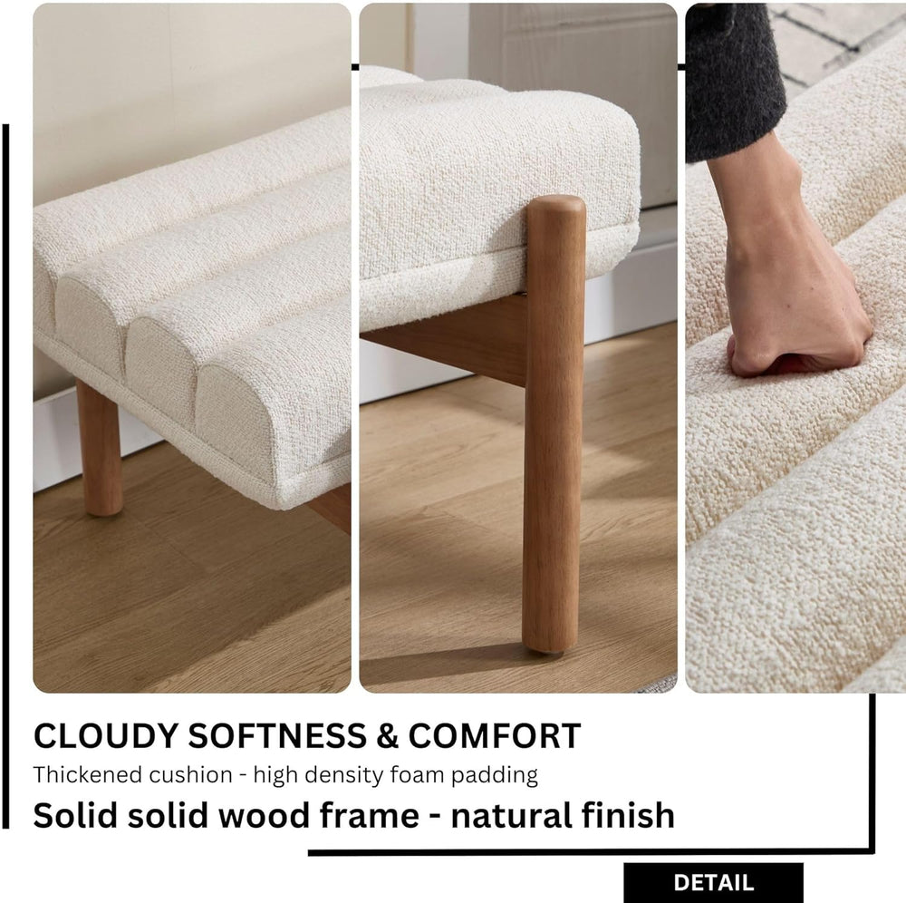 BESTANO Modern Upholstered Bedroom Bench End of Bed, Comfy Modern Entryway Be...