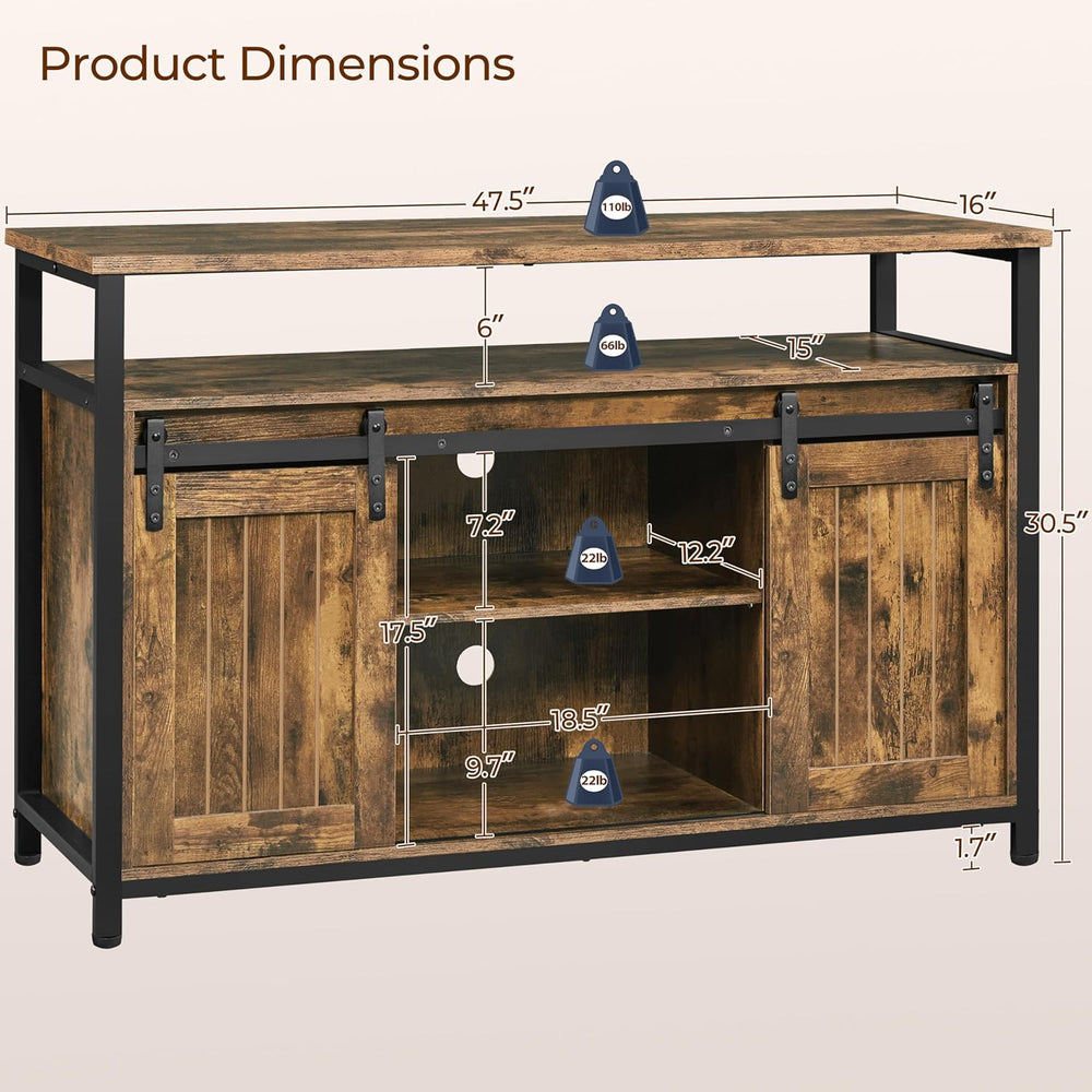 Yaheetech Farmhouse TV Stand for 55 Inch, Sliding Barn Door, Rustic Brown | S...