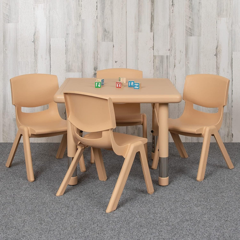 Flash Furniture 24 in Plastic Square Activity Table with 4 Chairs, Natural | ...