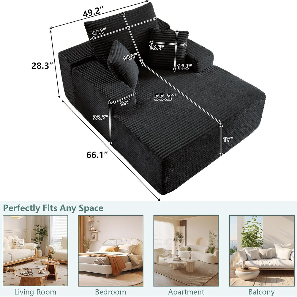 LUCKHAO 50" Oversized Chaise Lounge Chair Indoor,Corduroy Reading Chair ...