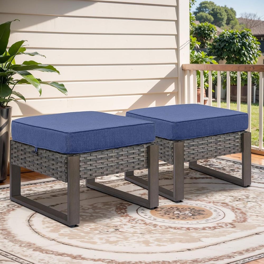 Belord Outdoor Ottomans for Patio - 250 LBS Weight Capacity Wicker Foot Rest ...