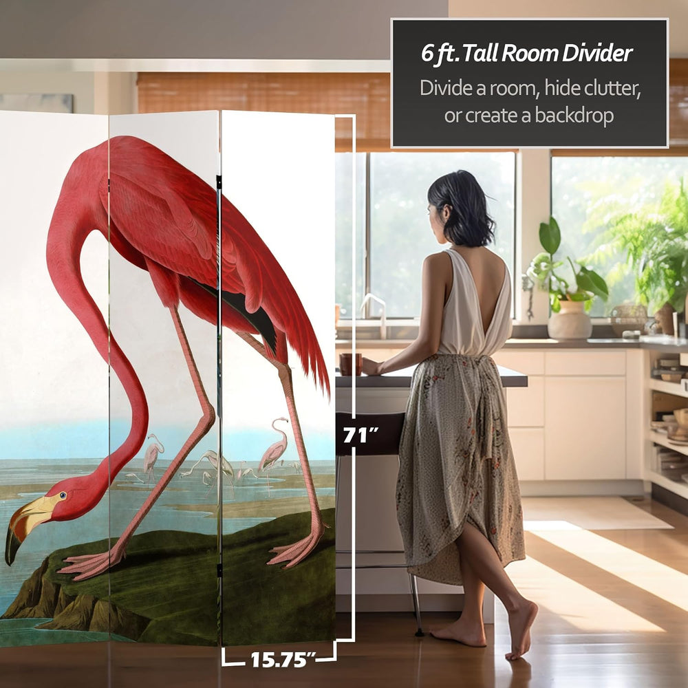 Red Lantern 6 ft. Tall Double Sided Audubon Heron & Flamingo Canvas Room ...