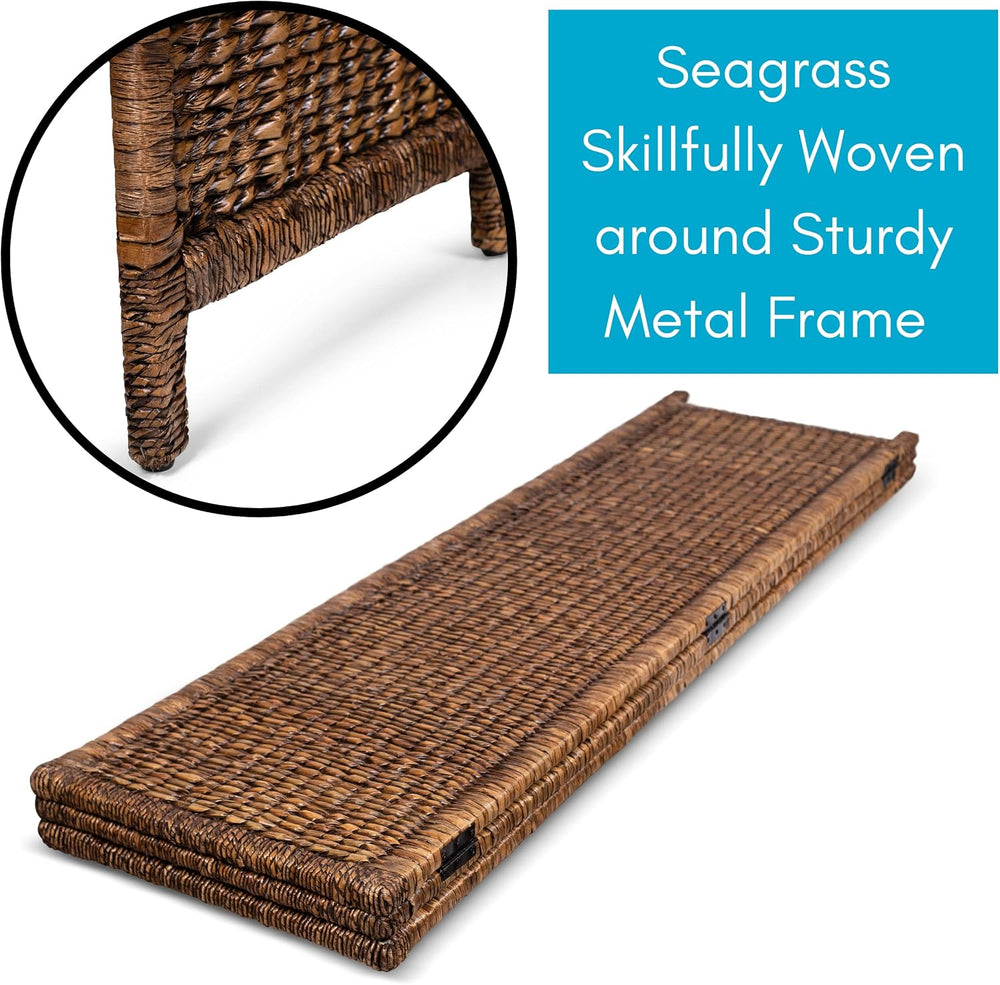 BIRDROCK HOME 3 Panel Seagrass Room Divider, Brown Wash, 57.5” x 70.1”