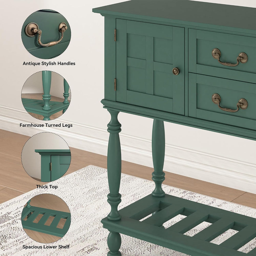 Farmhouse Console Table with Storage, Narrow Entryway Table with 2 Drawers &a...