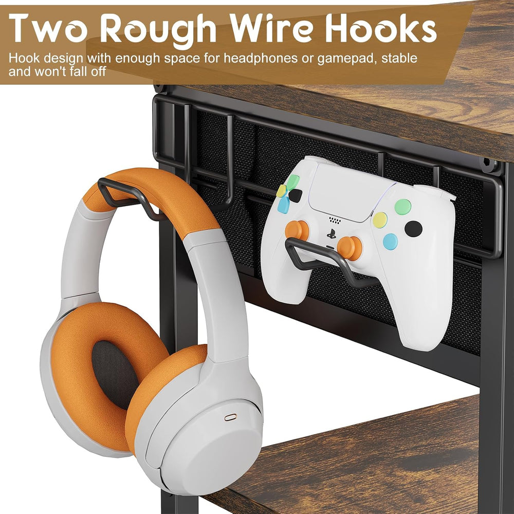 Hongtamoya 4-Tier AV Media Stand with Drawer, Gaming Console Shelf | Audio Ra...