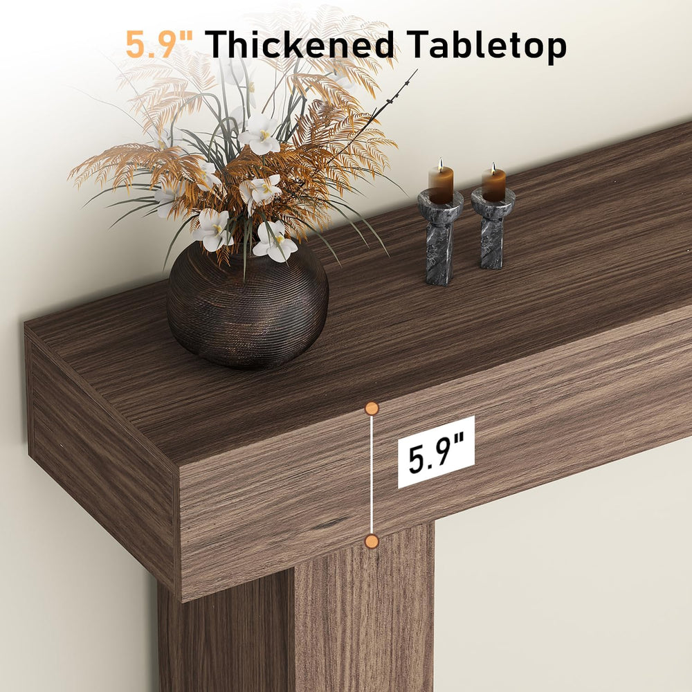 63 Inch Long Console Table for Entryway, Farmhouse Wood Sofa Table Behind Cou...