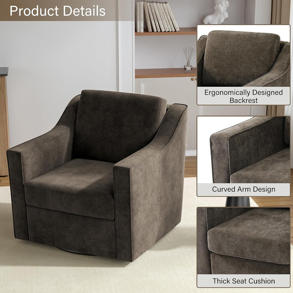 Swivel Accent Chairs Set of 2, 360° Swivel Armchairs, Light Coffee