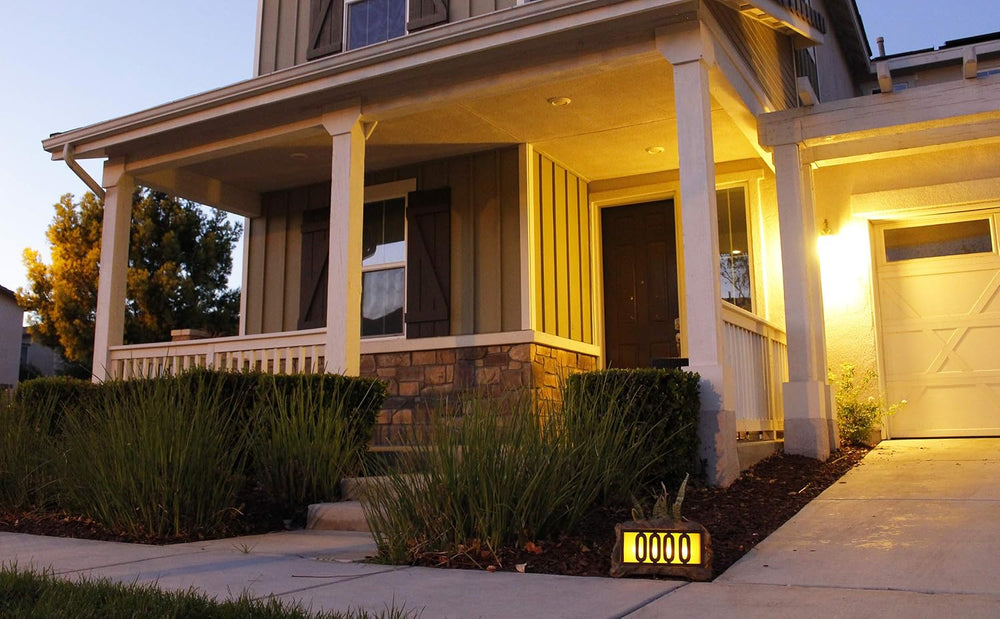 Nature's Mark Solar Power Lighted House Numbers Address Sign - LED Illumi...