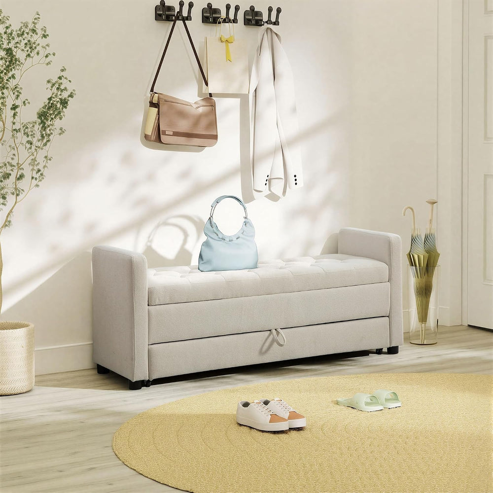 Chifee & Vingol 58.27" W Ottoman Bench with Double Storage Space, Up...