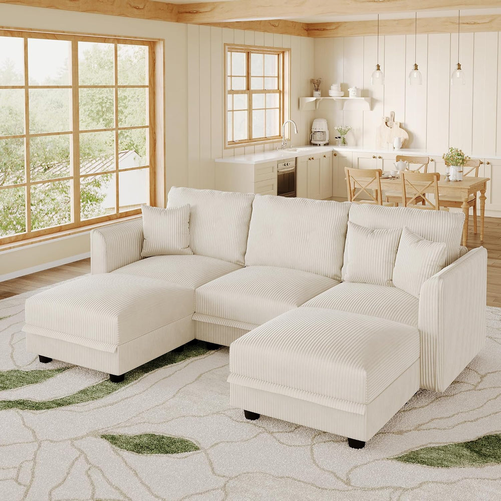 LLappuil Sectional Sofa Modular Cloud Couch with 5 Storage Seats & 3 Thro...