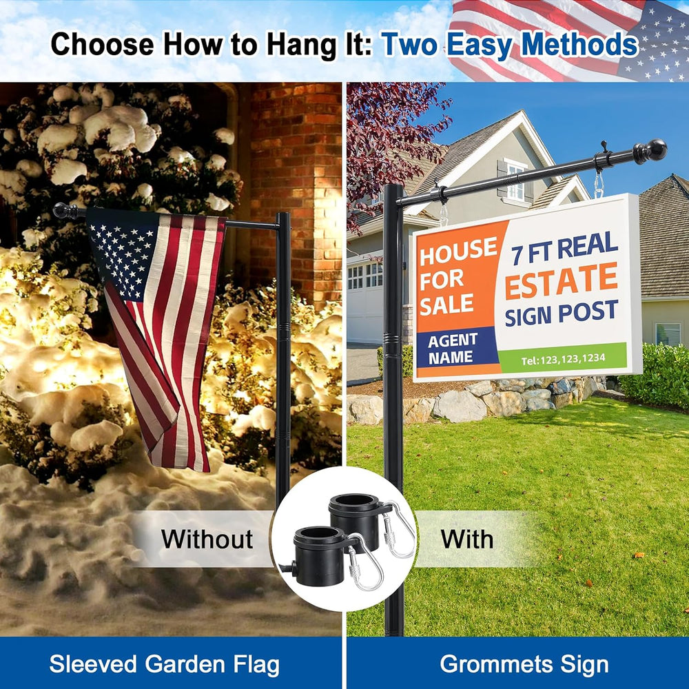 Real Estate Sign Posts 7FT Wind-Resistant Yard Sign Holder with Adjustable 32...