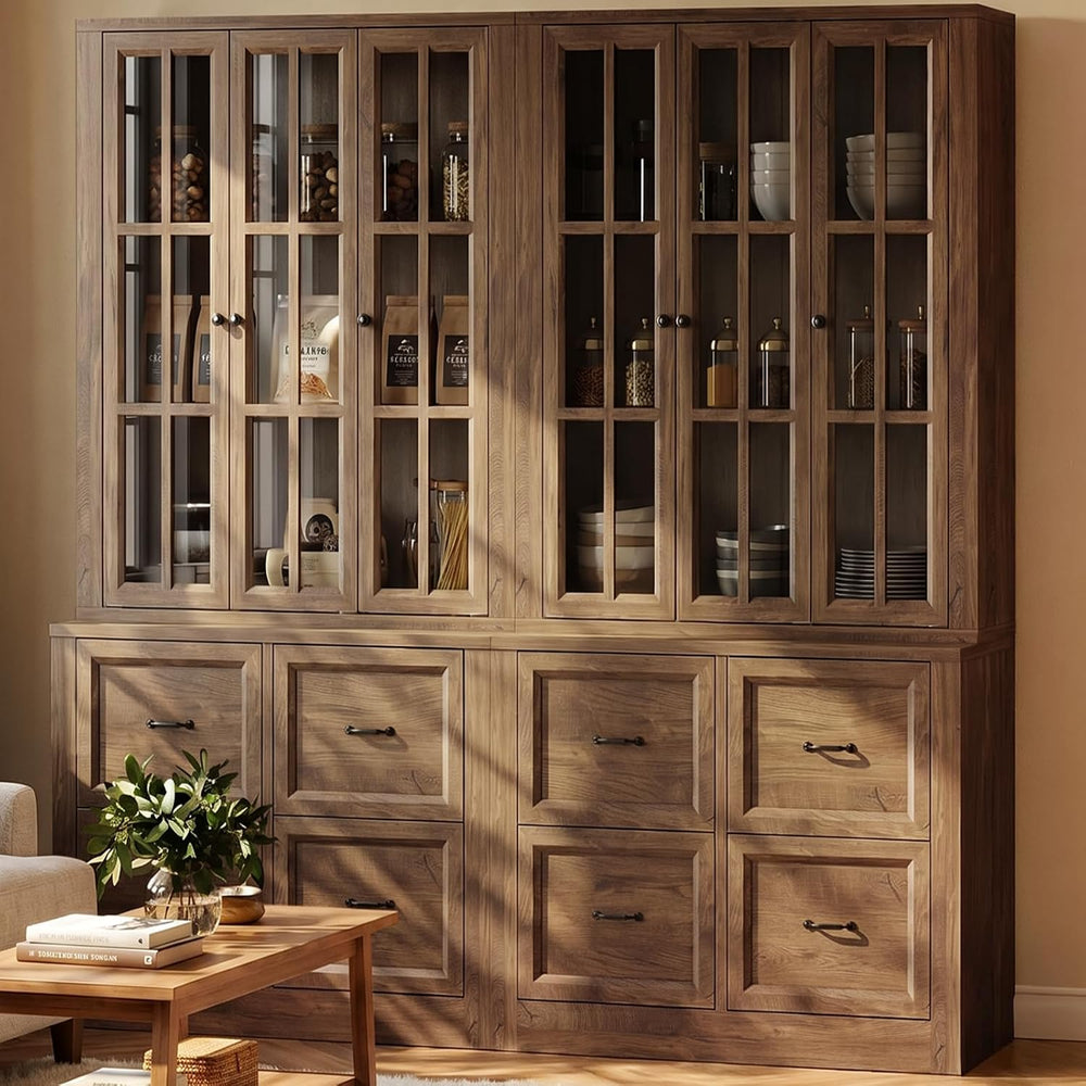 80" Modular Kitchen Pantry Cabinet, 2-in-1 Freestanding Tall Pantry Cabi...