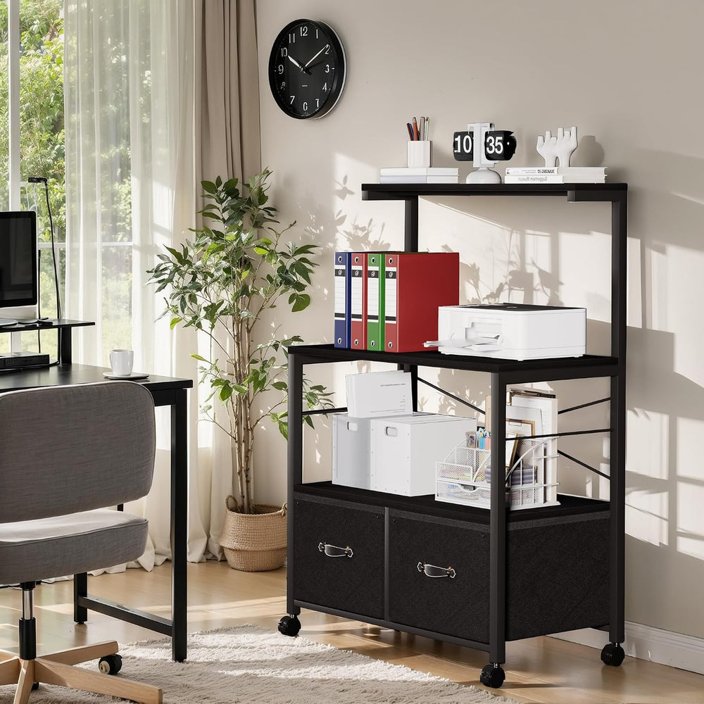 VECELO Mobile Filing Cabinet on Lockable Wheels,Under Desk Organizer with Han...