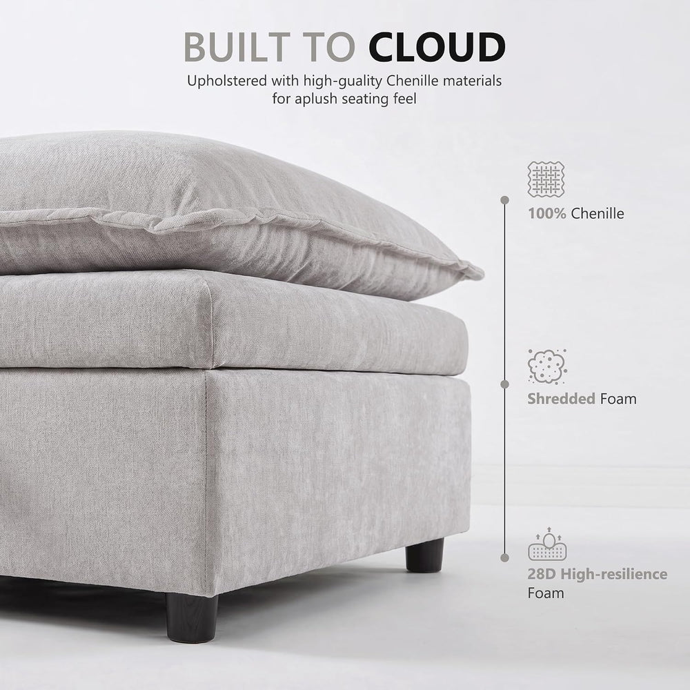 Chenille Upholstered Rectangle Ottoman for Modular Sectional Cloud Couch, Foo...