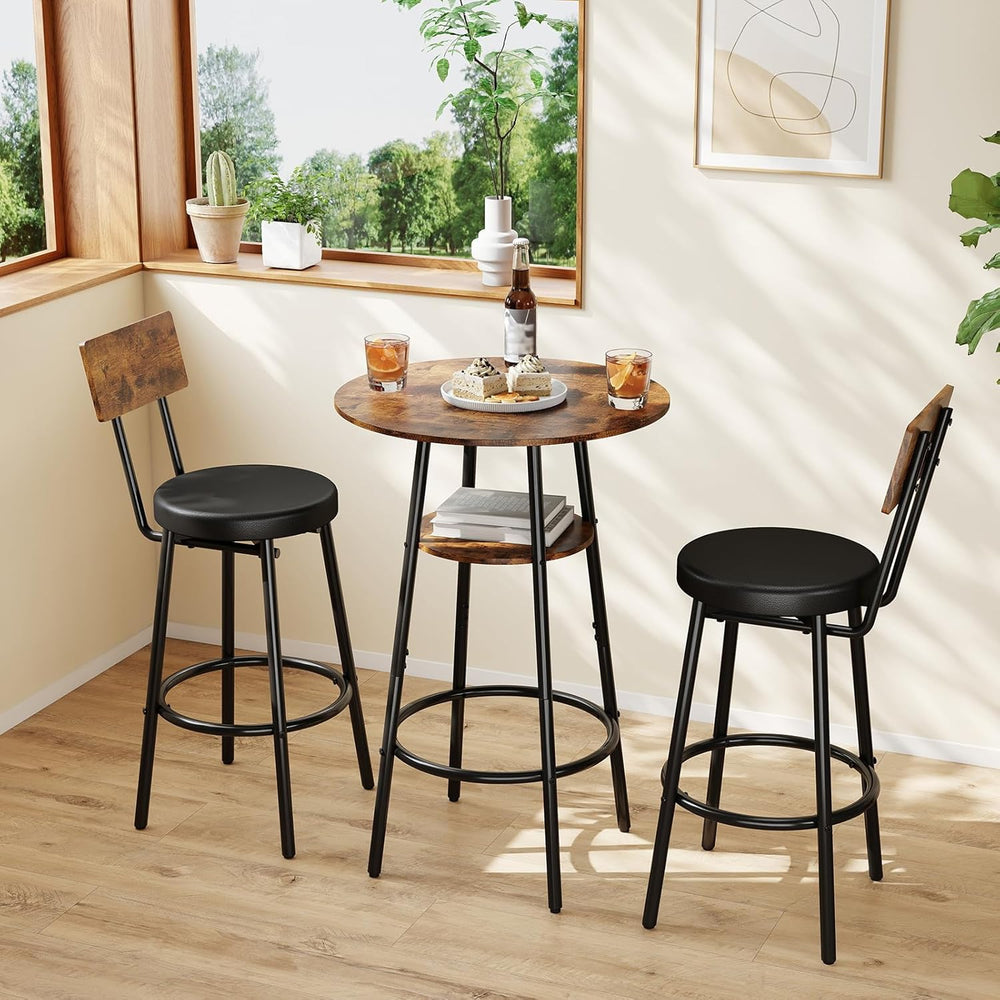 Kiivakii 3 Pieces Round Bar Table and Chairs Set Pub Table and Chairs for 2 |...