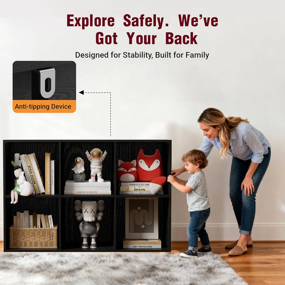 Book Shelf, Wooden Cube Storage Organizer with 11" Open Cubes, Stackable...
