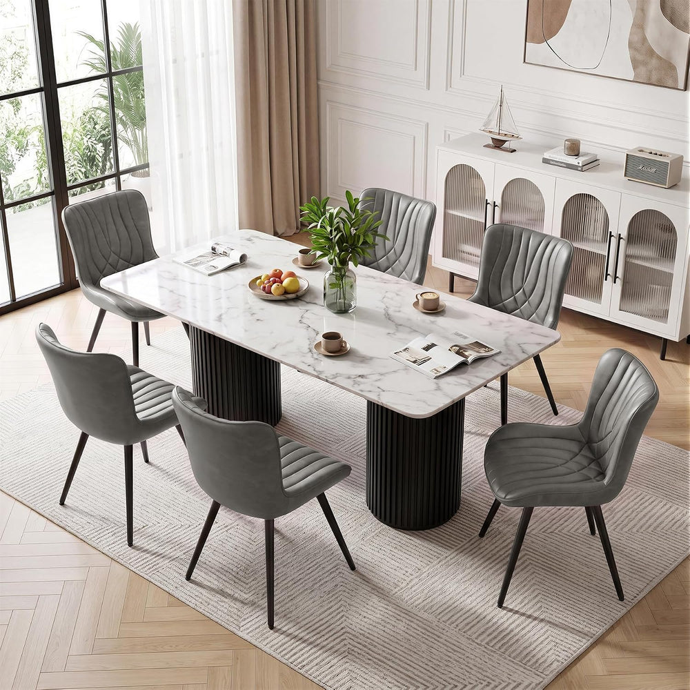 Modern Dining Chair, PU Leather Dining Room Chairs Set of 6