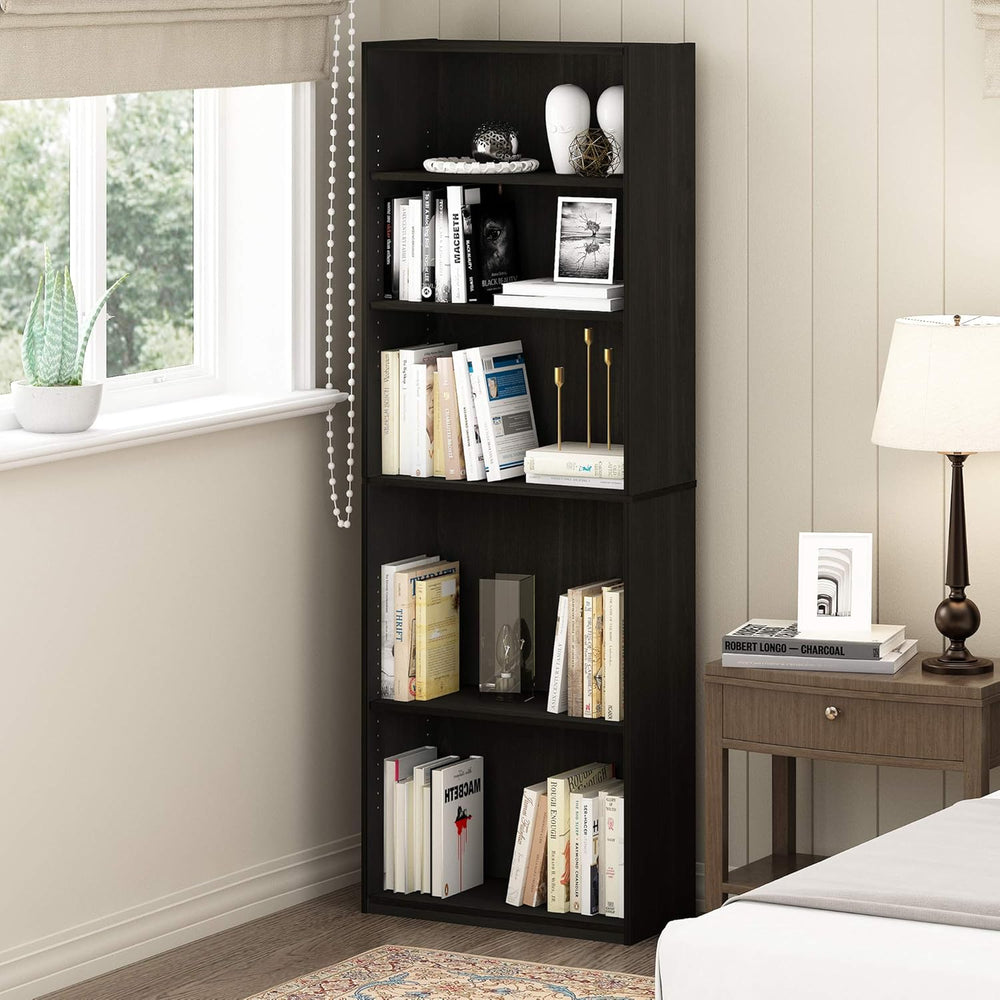 Furinno Jaya Book Shelf, 5-Tier Bookshelf, Tall Standing Bookcase with Adjust...