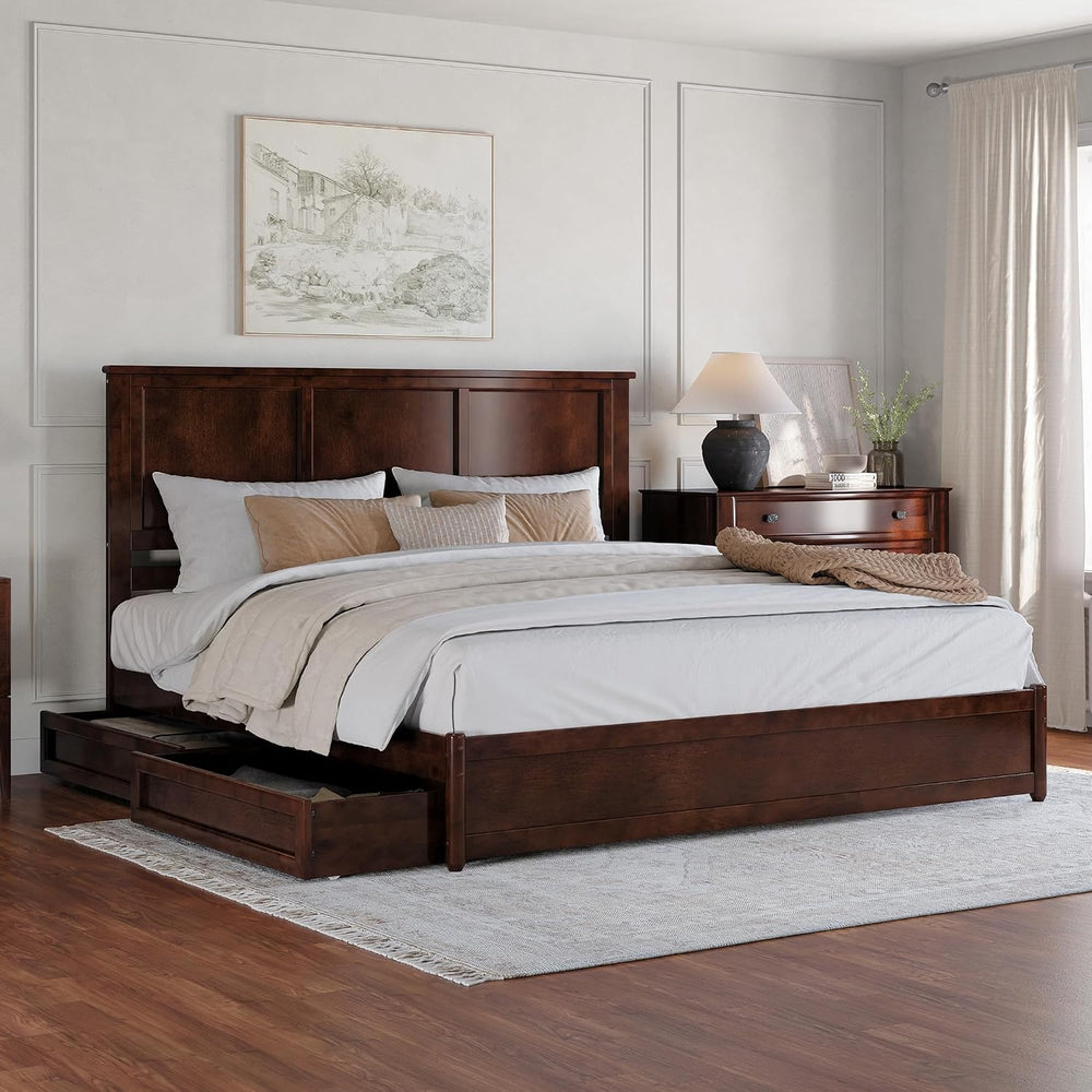 AFI, Felicity King Platform Bed with Panel Footboard & Storage Drawers, W...