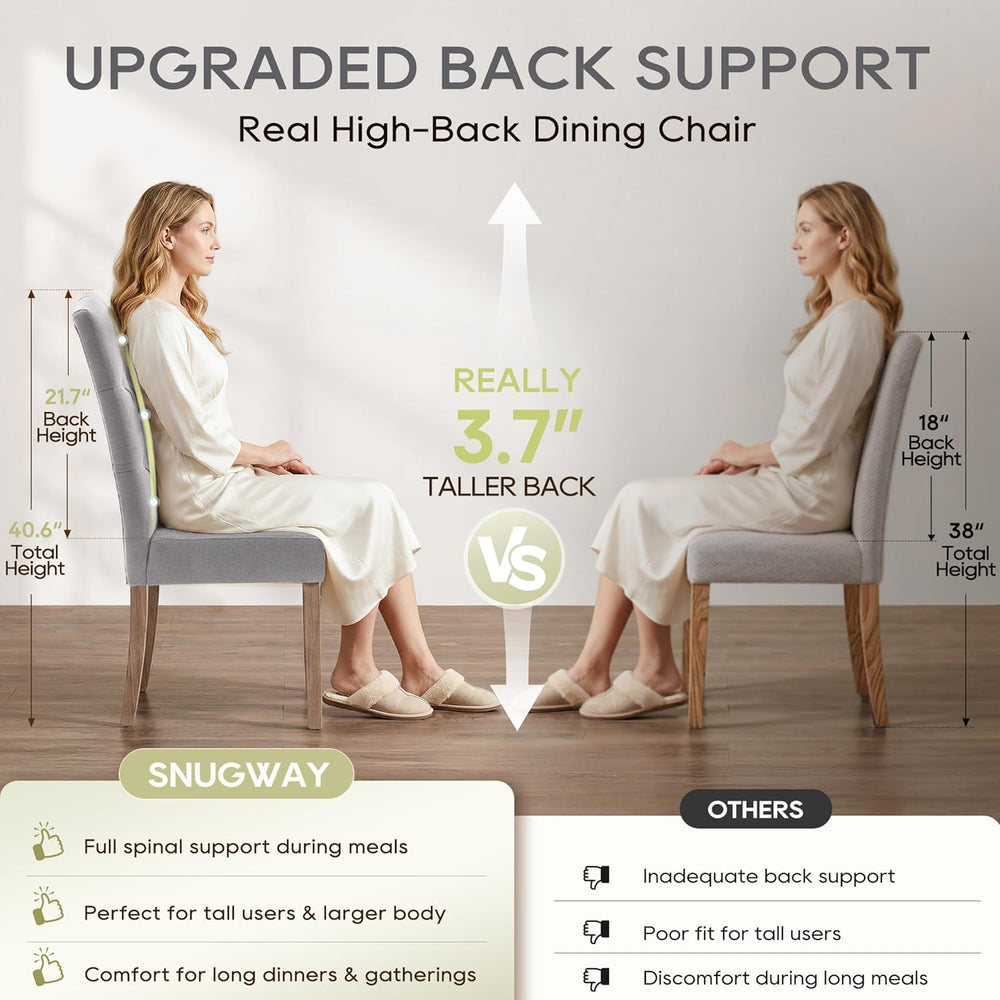 Tufted Upholstered Parsons Dining Chair Set Fabric Diner Accent Stylish Moder...
