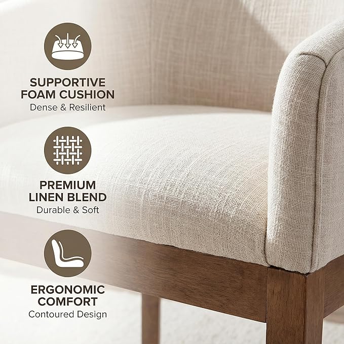 Mid Century Modern Upholstered Barrel Dining Chairs with Arms Set of 2, Farmh...