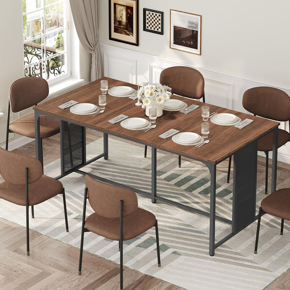 YATINEY Dining Table for 6-8, 63" Large Kitchen Table, Industrial Dining...