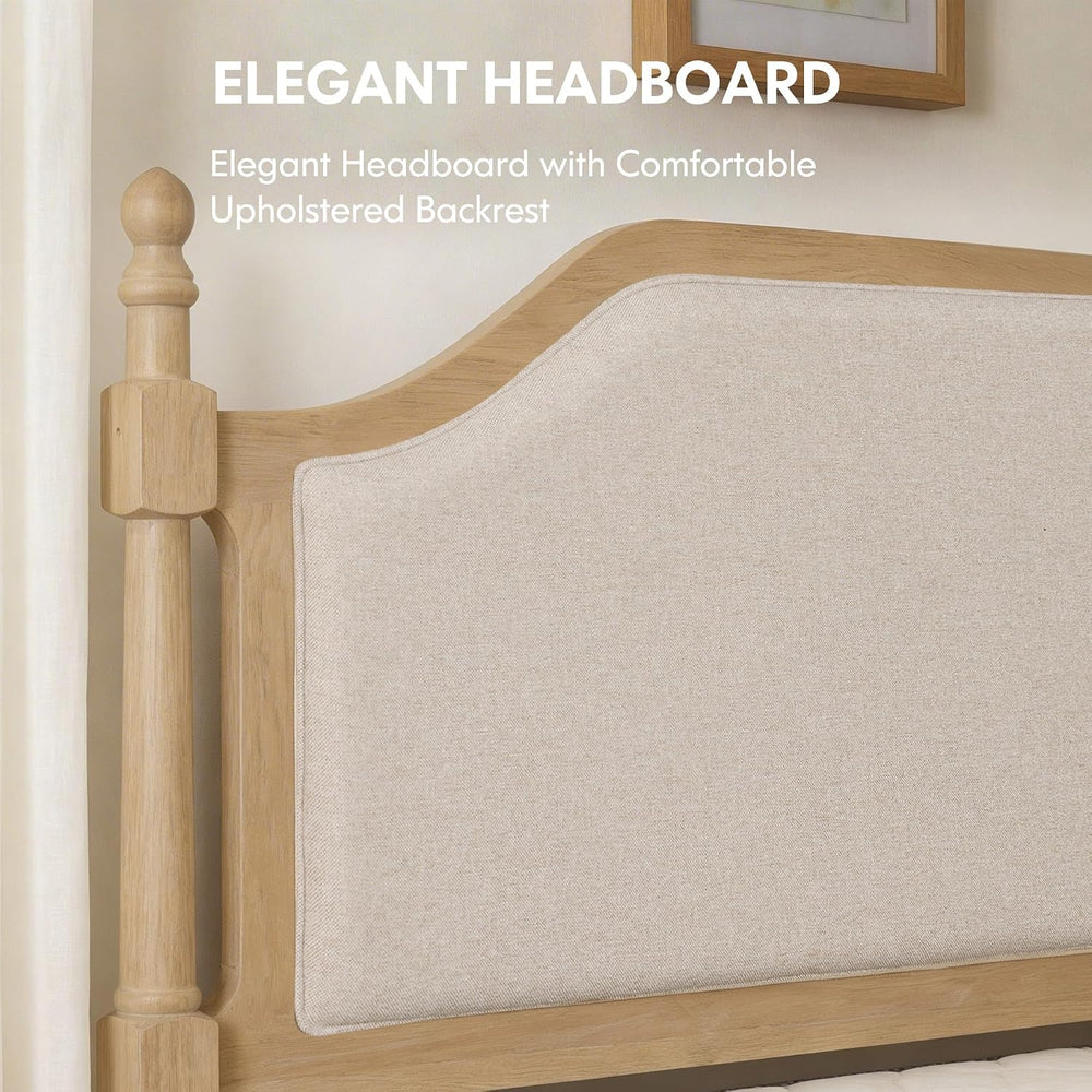 WAMPAT Queen Size Platform Bed Frame with Upholstered Headboard for Bedroom, ...