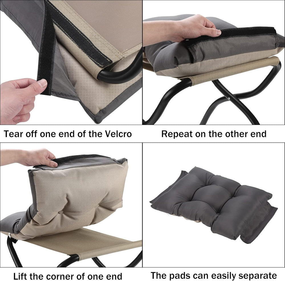 15" Upholstered Folding Foot Rest Stool with Foldable Metal Frame Dark Grey
