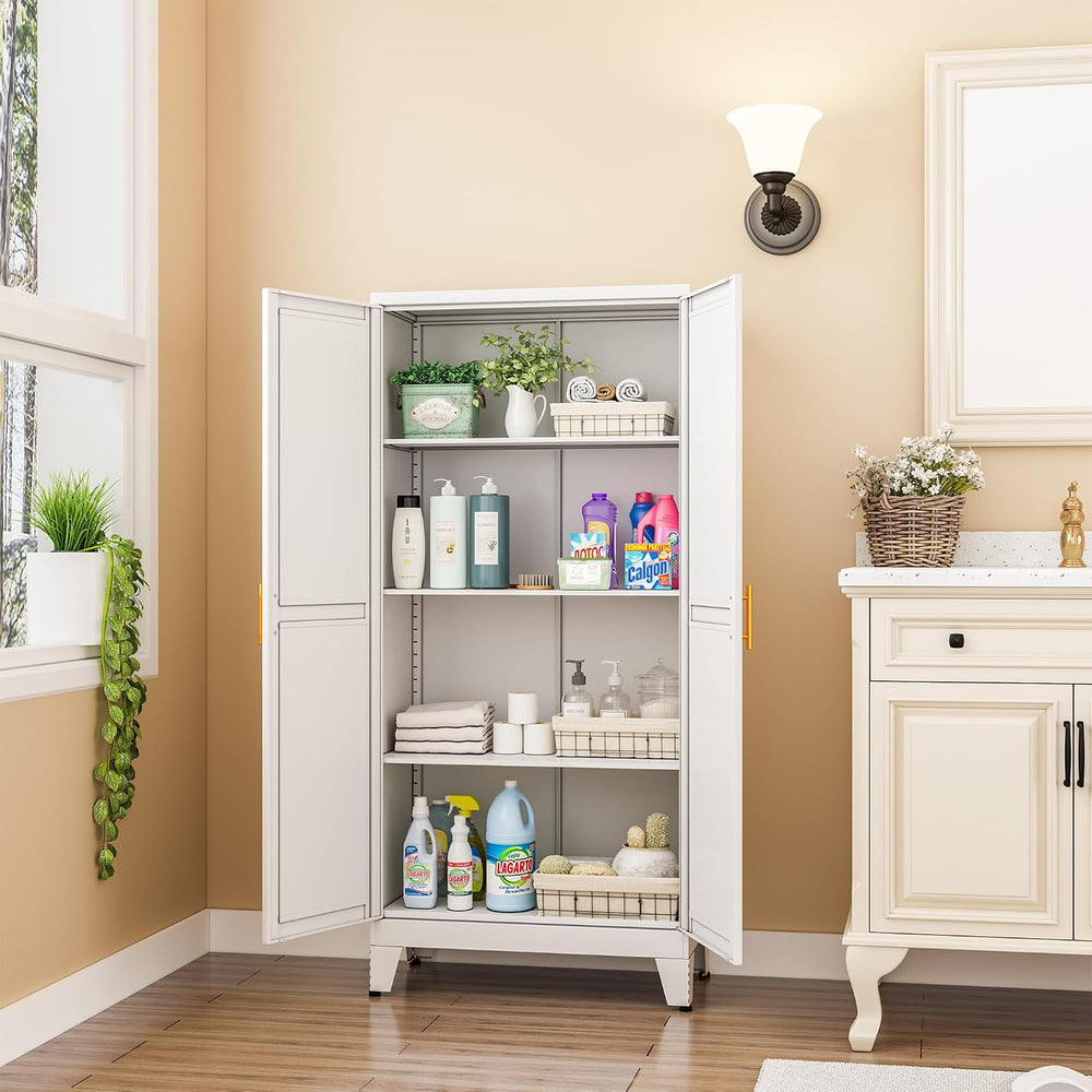 erosoei Metal Pantry Storage Cabinet, Kitchen Storage Cabinets with Adjustabl...