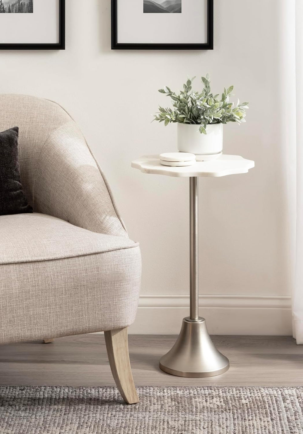Kate and Laurel Sanzo Modern Pedestal Round Side Table, 14 x 14 x 24, White M...