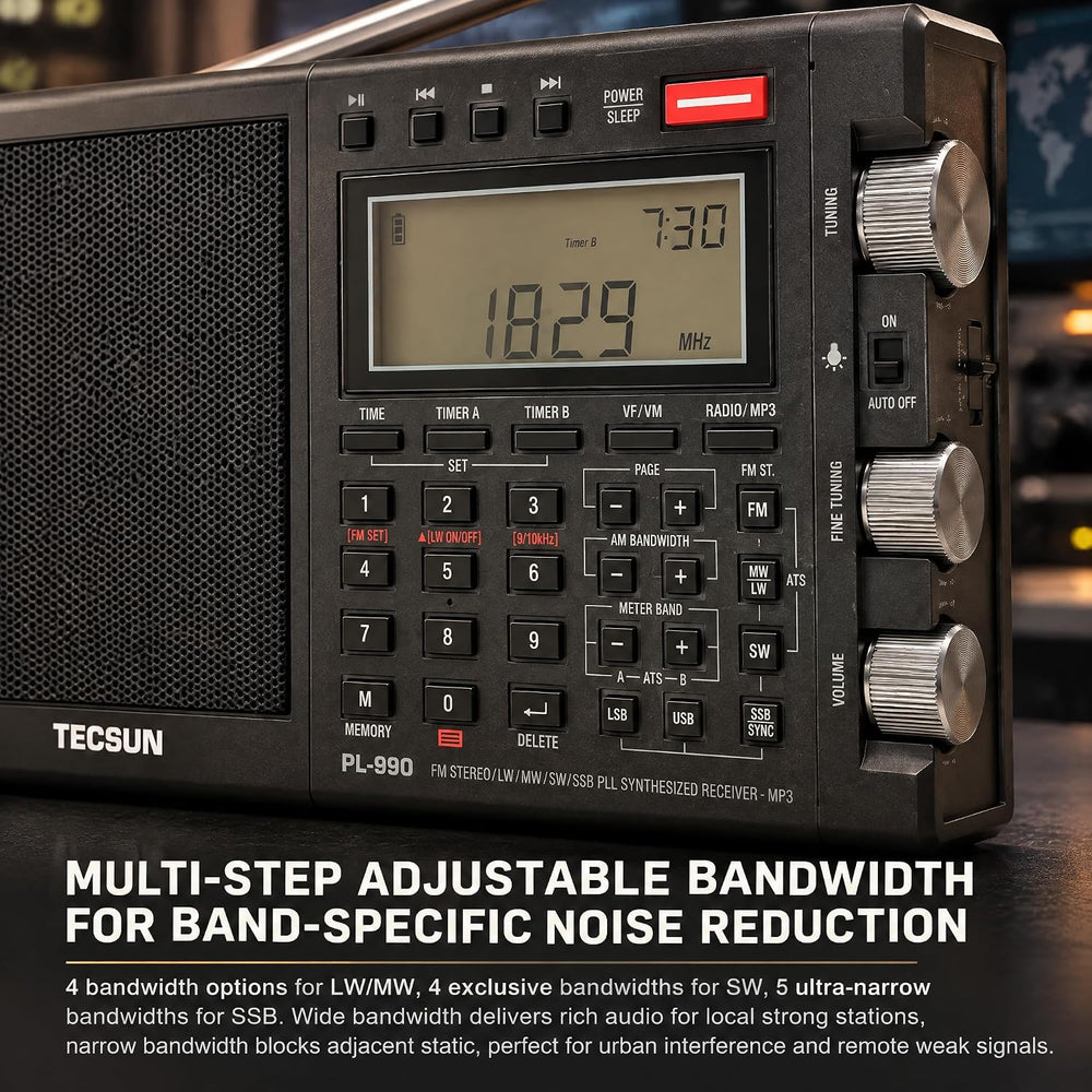 Tecsun PL990 Digital Worldband AM/FM Shortwave Longwave Radio with Single Sid...