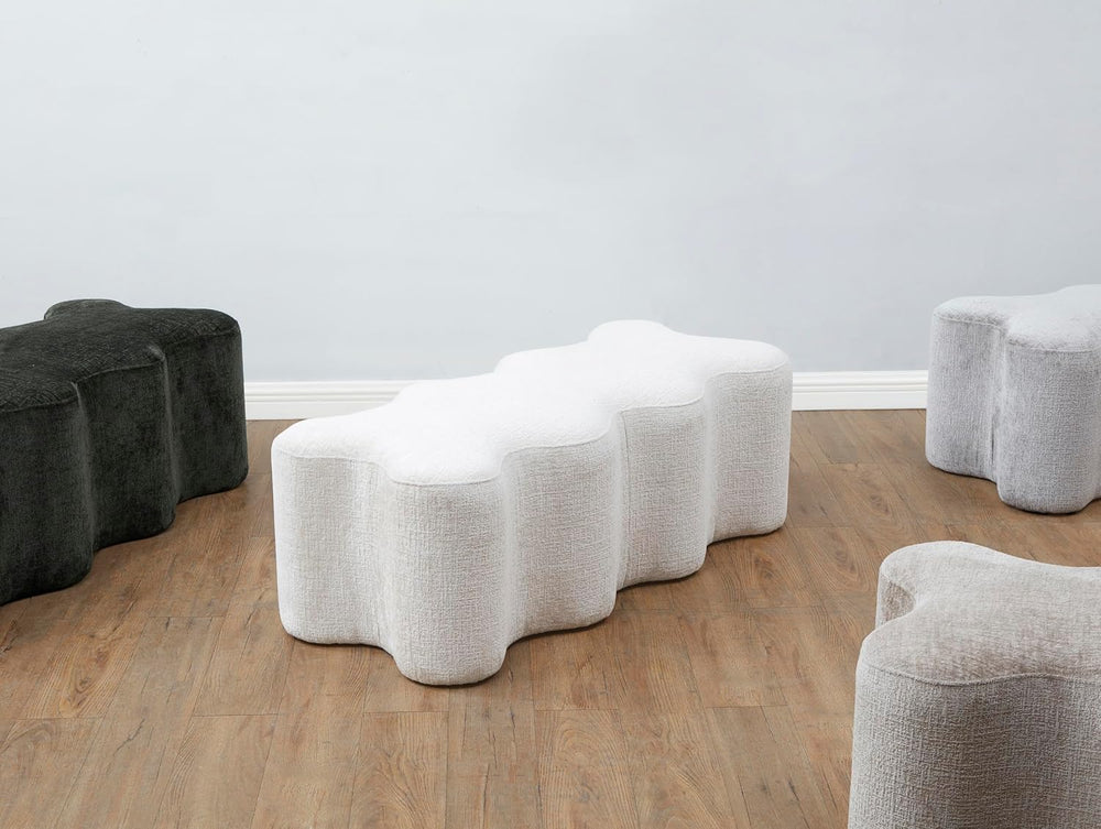 SAFAVIEH Couture Collection Jacqualessa Cream Chenille Bench (Fully Assembled)