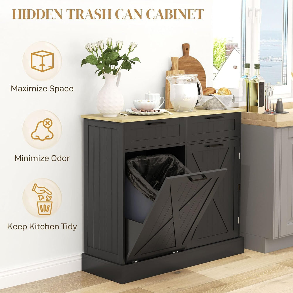 Hidden Trash Can Cabinet with Spice Rack