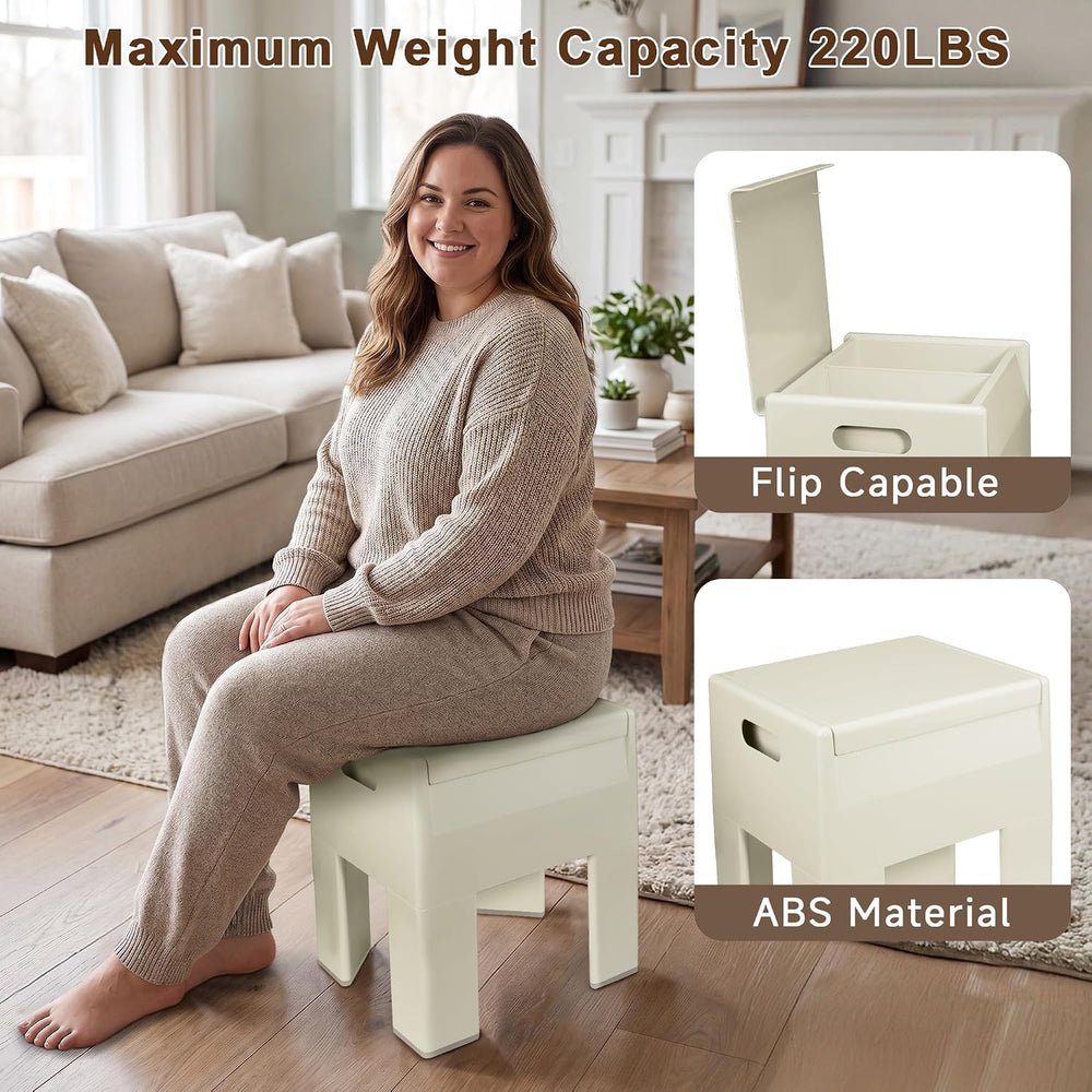 Modern Nightstand - Multifunctional Plastic Bedside Table with Storage Space,...