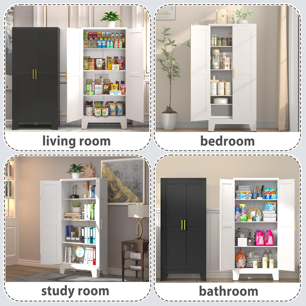 GAIOUS 61.02" Metal Pantry Cabinet, White Kitchen Pantry Storage Cabinet...