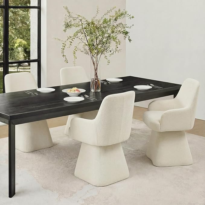Swivel Dining Chairs Set of 2, Mid Century Modern Chairs Fabric Upholstered A...