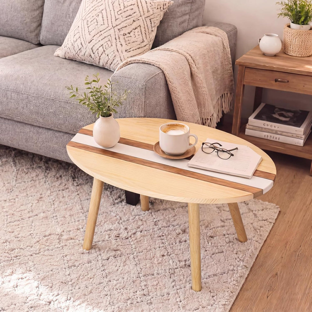 Novabright Coastal Decorative Surfboard Coffee Table, Solid Wood Small End Ta...
