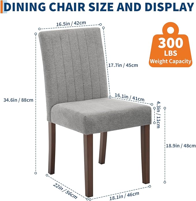 Dining Chairs Set of 4, Upholstered Modern Fabric Kitchen Side Chairs with St...