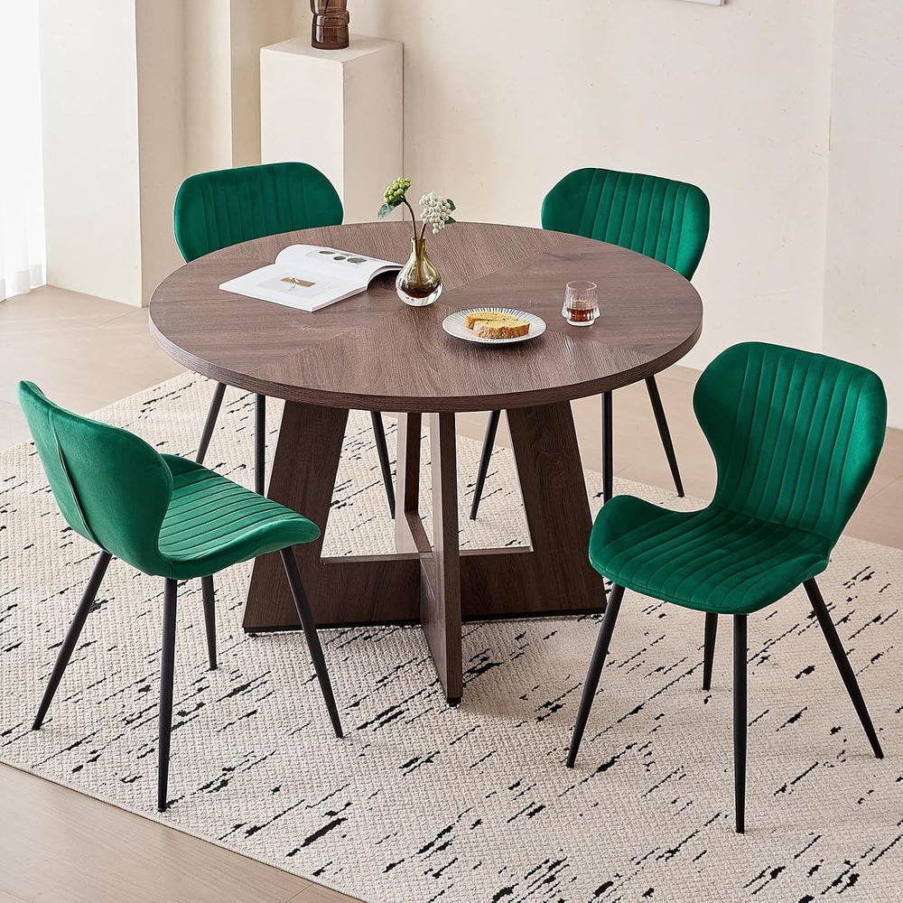 Green Velvet Dining Chairs Set of 4, Ergonomic Kitchen Chairs | Modern Uphols...