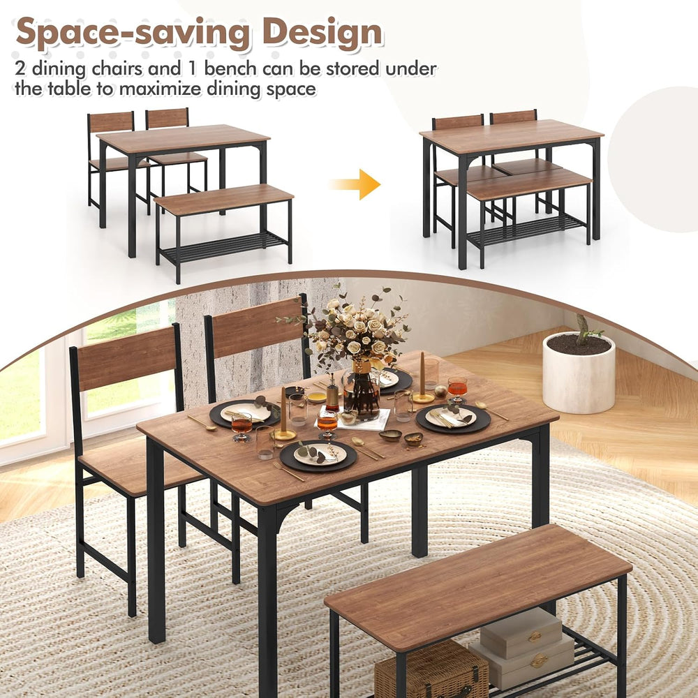 GOFLAME 4-Piece Dining Table Set for 4, Industrial Kitchen Table with 2 Chair...