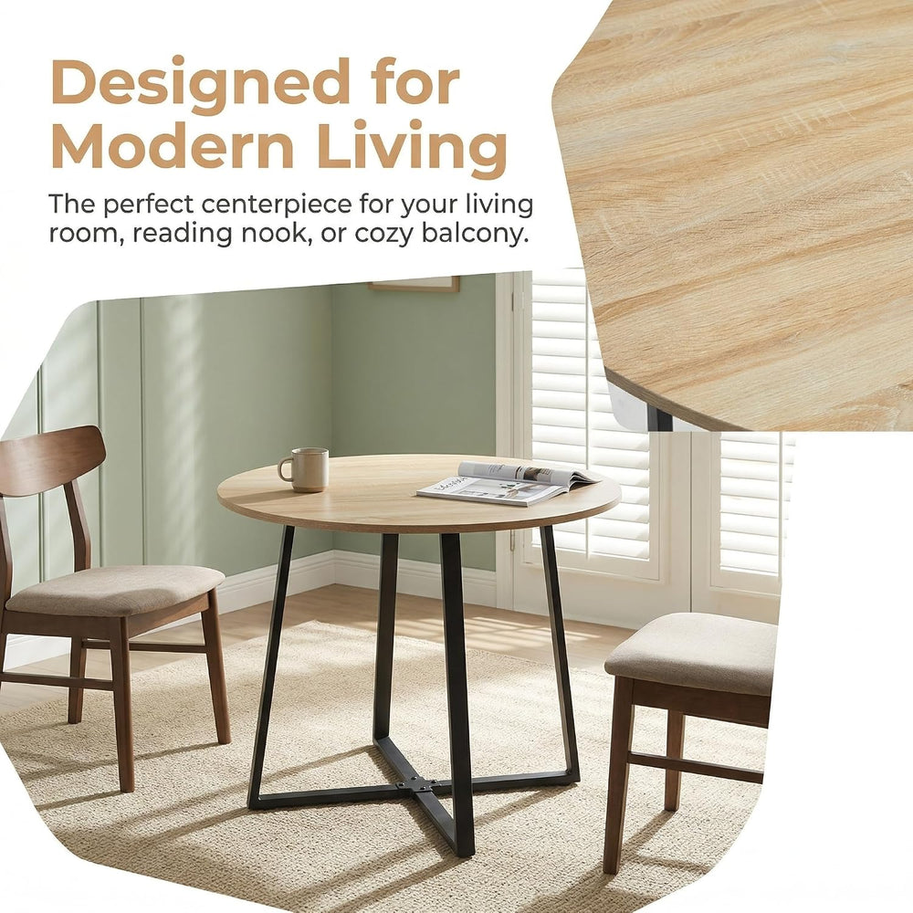 IDS Home 35.4” Round Dining Table for 2, Modern Nordic Kitchen Table, Light W...