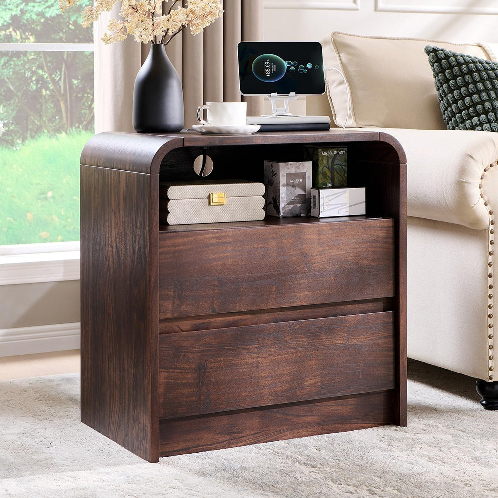 Aitjunz 25" Tall Modern Nightstand with Charging Station, 23.6''...