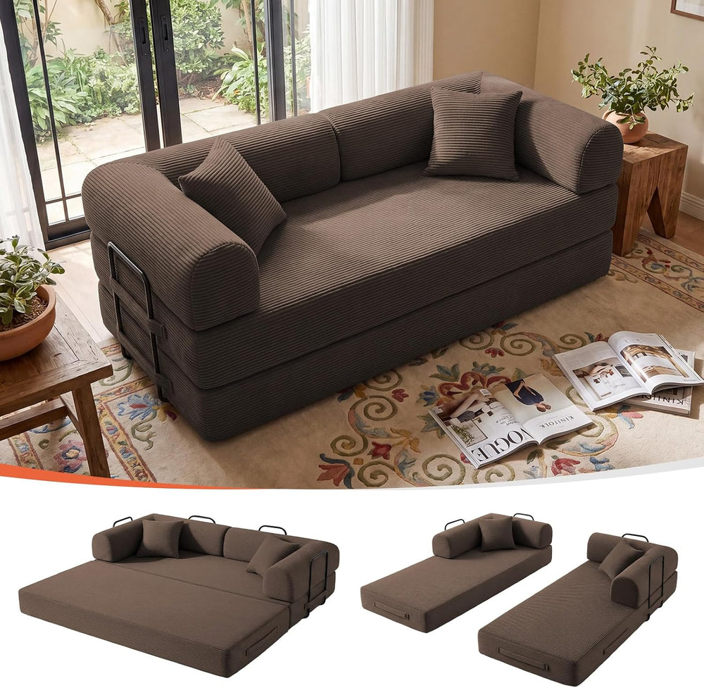 79" Memory Foam Sofa Bed, Convertible Futon Couch for Living Room | Cord...