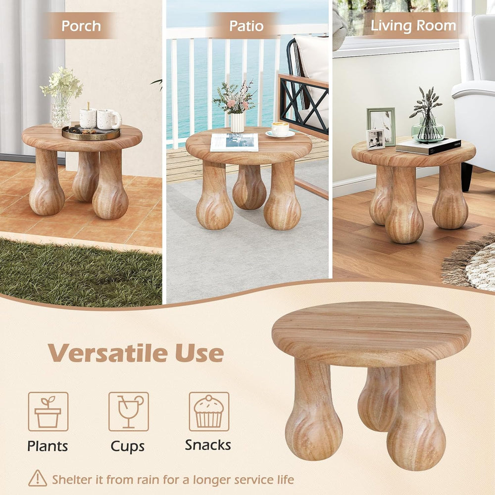 Tangkula Round Side Table, 24” Mahogany Wood Couch Bedside Farmhouse Sofa End...