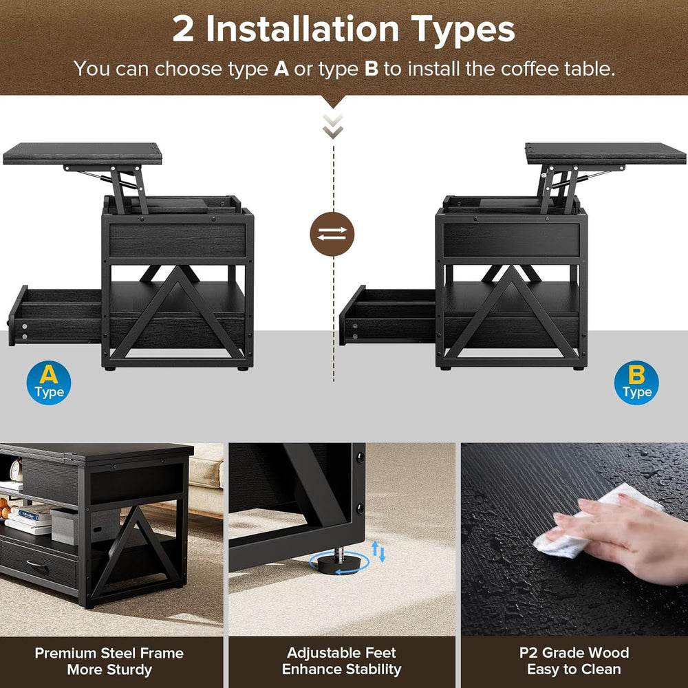 Memobarco 40" Lift Top Coffee Table,4 in 1 Multi-Function Lift Coffee Ta...