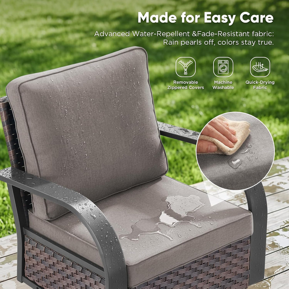 Belord Outdoor Swivel Rocker Patio Chairs of 2, Patio Conversation Glider Set...