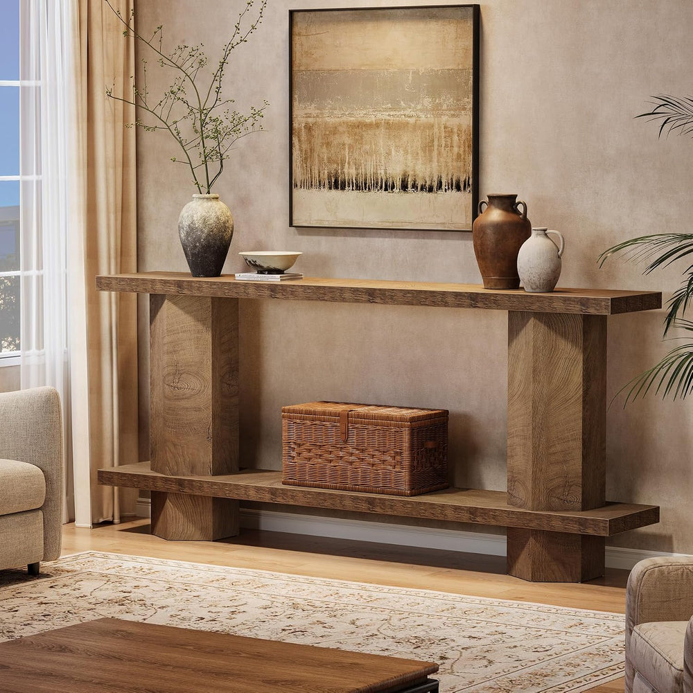 Tribesigns 71-Inch Long Console Table for Entryway, Wooden Sofa Table Behind ...