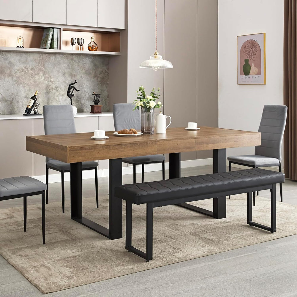 STHOUYN 63”-79” Extendable Dining Room Table, Modern Farmhouse Wooden Kitchen...